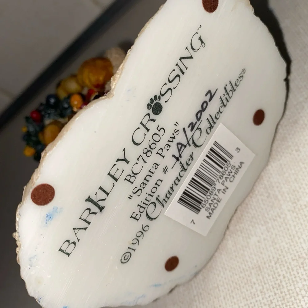 Vtg 1996‎ Barkley Crossing “Santa Paws” Figurine Edition IA / 2002